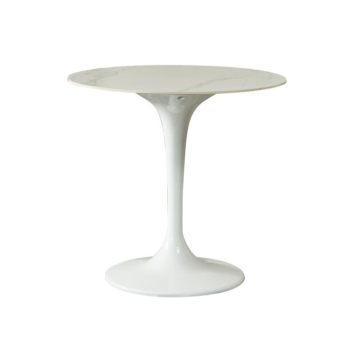 White Stone Table with Plastic Tulip Contemporary Round Dining Table
