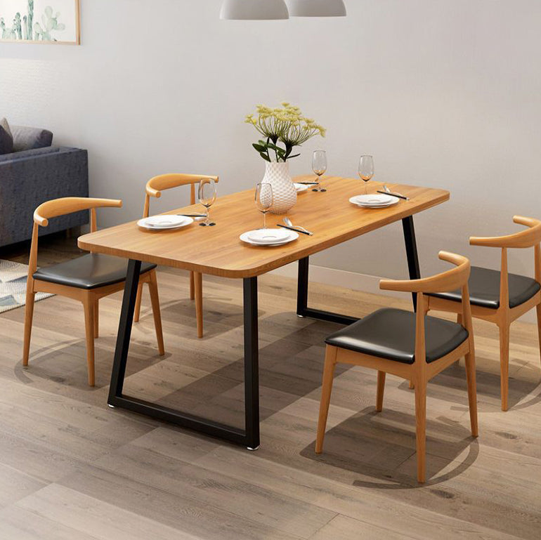 Industrial 1/2/5 Pieces Furniture Rectangle Solid Wood Dining Table Set in Brown