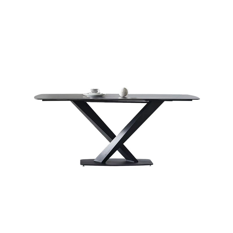 Contemporary Black Stone Dining Set 1/4/7 Pieces Rectangle Dining Table Set