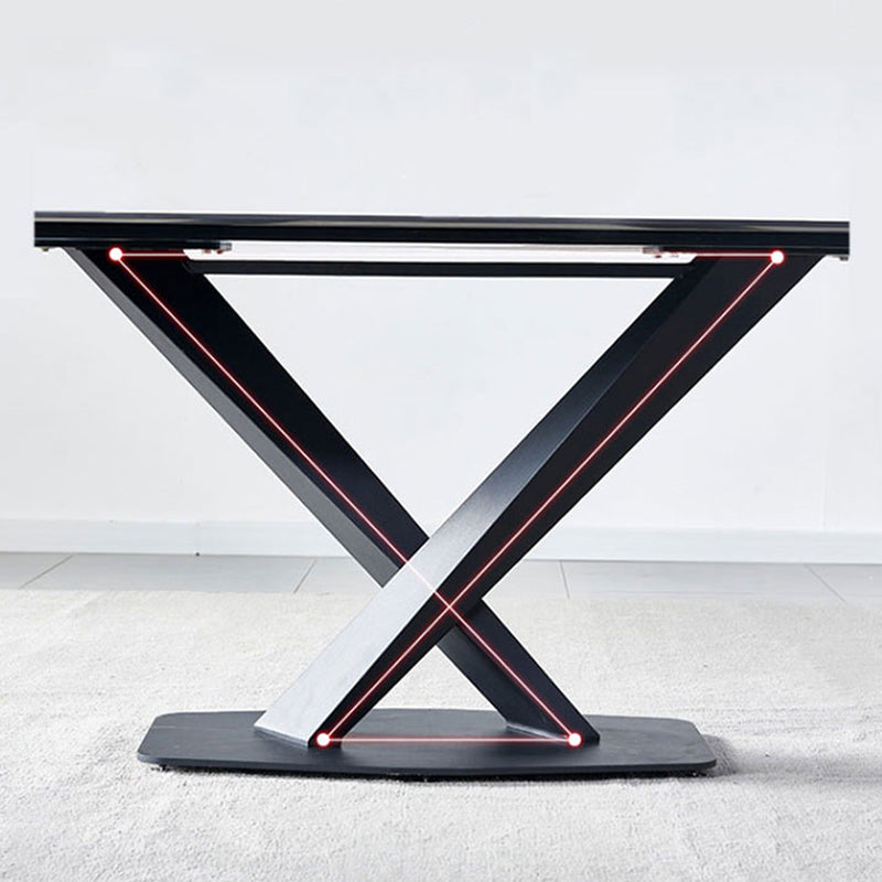 Contemporary Black Stone Dining Set 1/4/7 Pieces Rectangle Dining Table Set