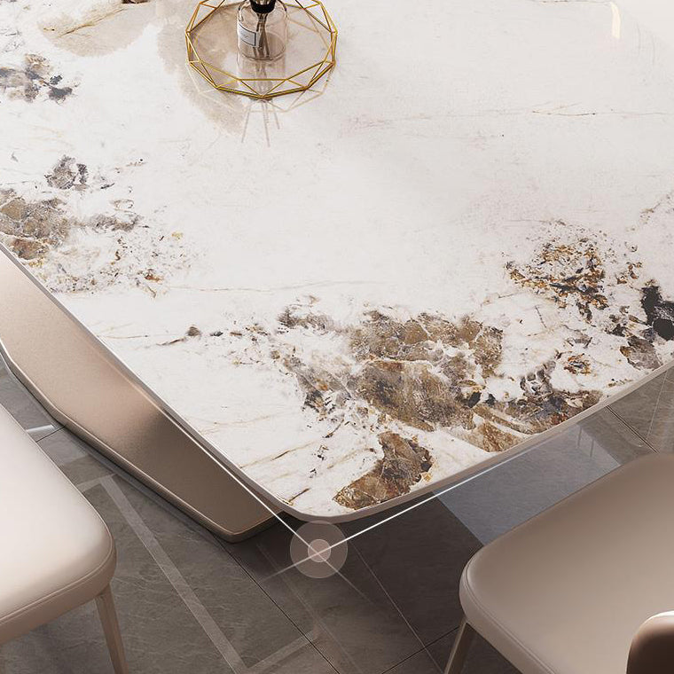 Glam Style Rectangle Table Set 1/2/5/7 Pieces Dining Set with Metal Legs for Home Use