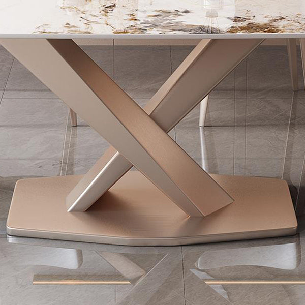 Glam Style Rectangle Table Set 1/2/5/7 Pieces Dining Set with Metal Legs for Home Use