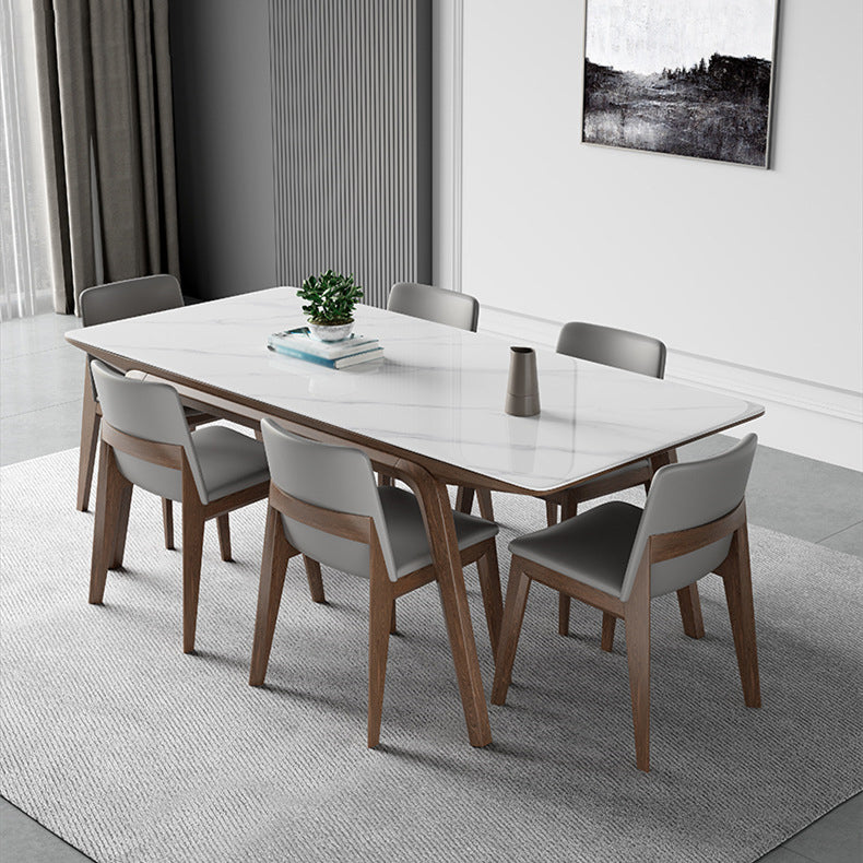 Modern Style Rectangle Table Set 1/2/3/4/5/7 Pieces Dining Set with Wood Legs