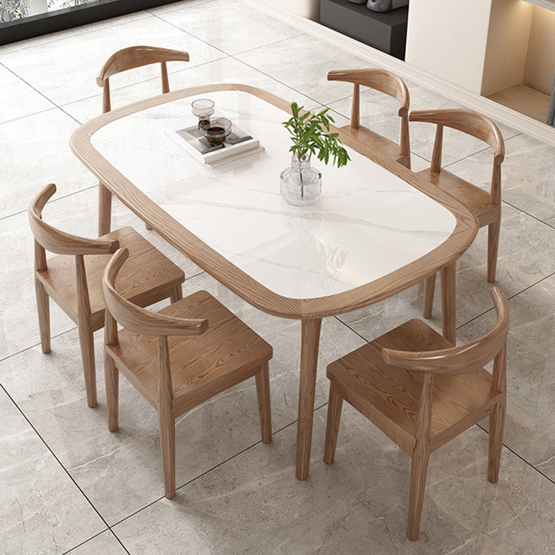 Modern Style Rectangle Table Set 1/2/5/7 Pieces Dining Set with Wood Legs