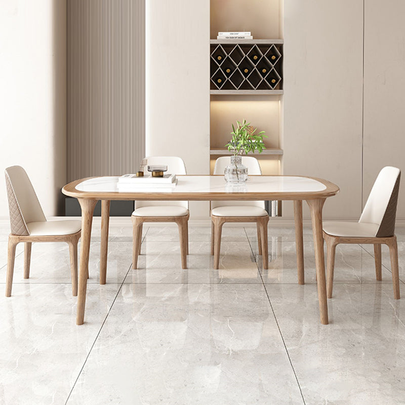 Modern Style Rectangle Table Set 1/2/5/7 Pieces Dining Set with Wood Legs