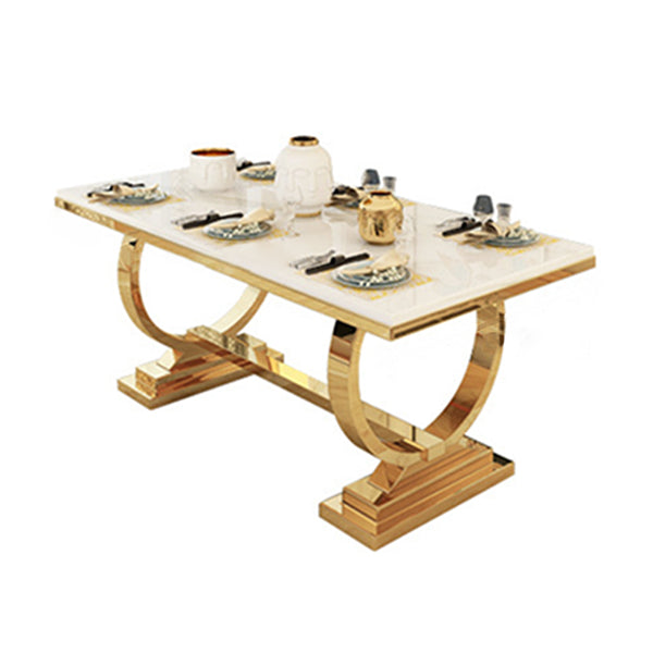 Glam Style Rectangle Table Set 1/2/5/7 Pieces Dining Set with Metal Legs for Kitchen