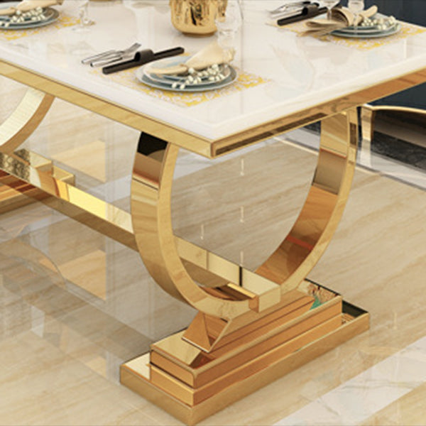 Glam Style Rectangle Table Set 1/2/5/7 Pieces Dining Set with Metal Legs for Kitchen
