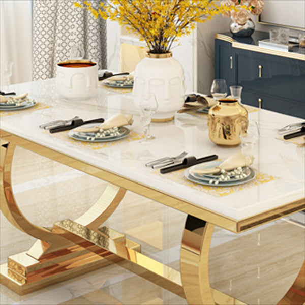 Glam Style Rectangle Table Set 1/2/5/7 Pieces Dining Set with Metal Legs for Kitchen