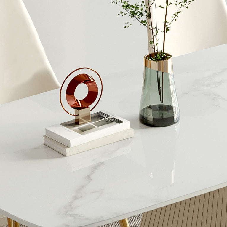 Glam Style Rectangle Table Set 1/4/5/6 Pieces Dining Set with Metal Legs