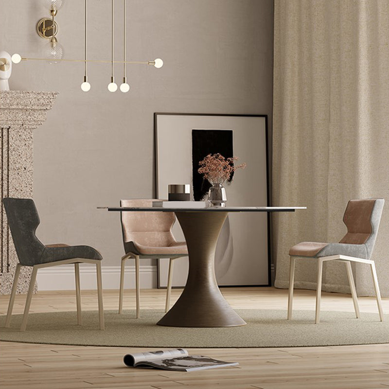 Glam Dining Set 1/4/5 Pcs Round Stone Dining Table with Armless Chairs