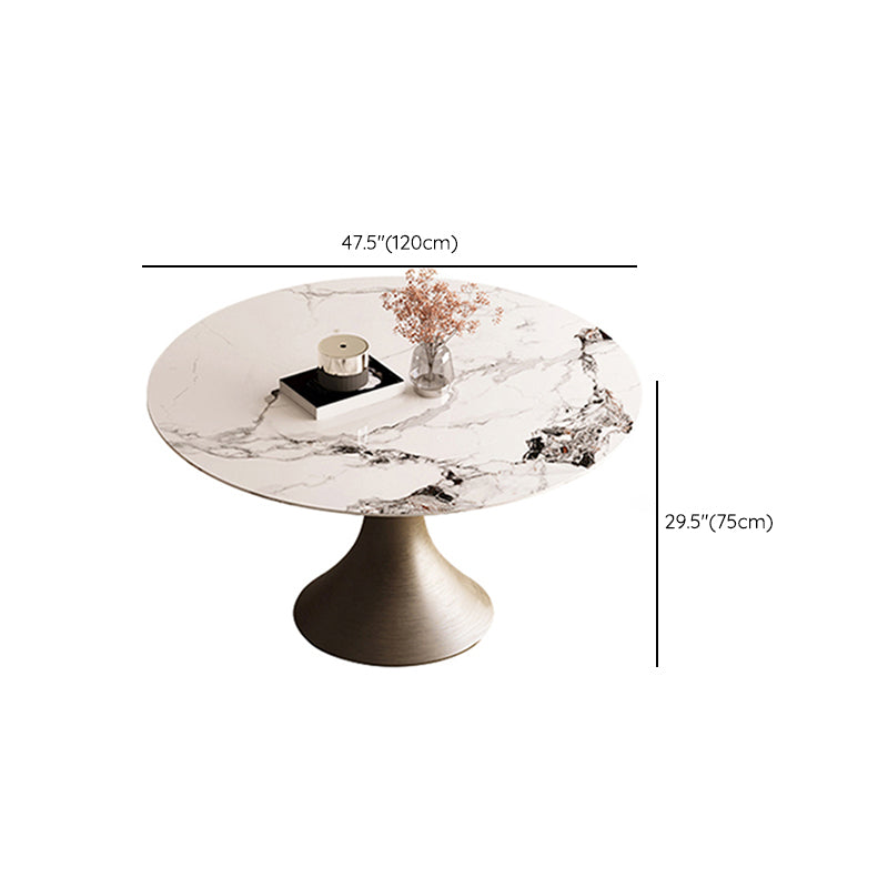 Glam Dining Set 1/4/5 Pcs Round Stone Dining Table with Armless Chairs