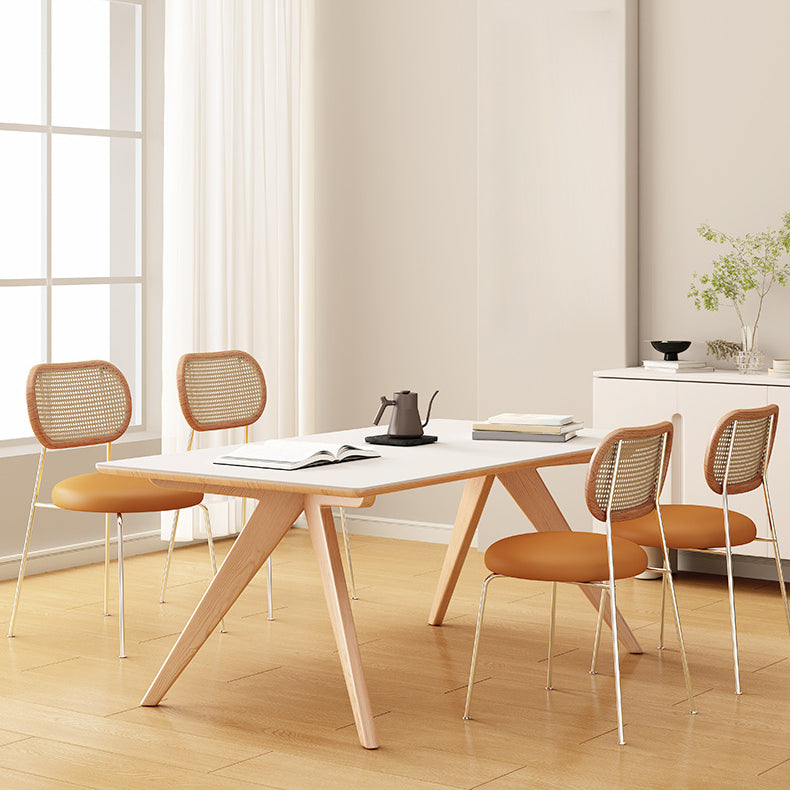 Modern 1/2/5 Pieces Furniture Stone Rectangle Dining Chairs Set in White