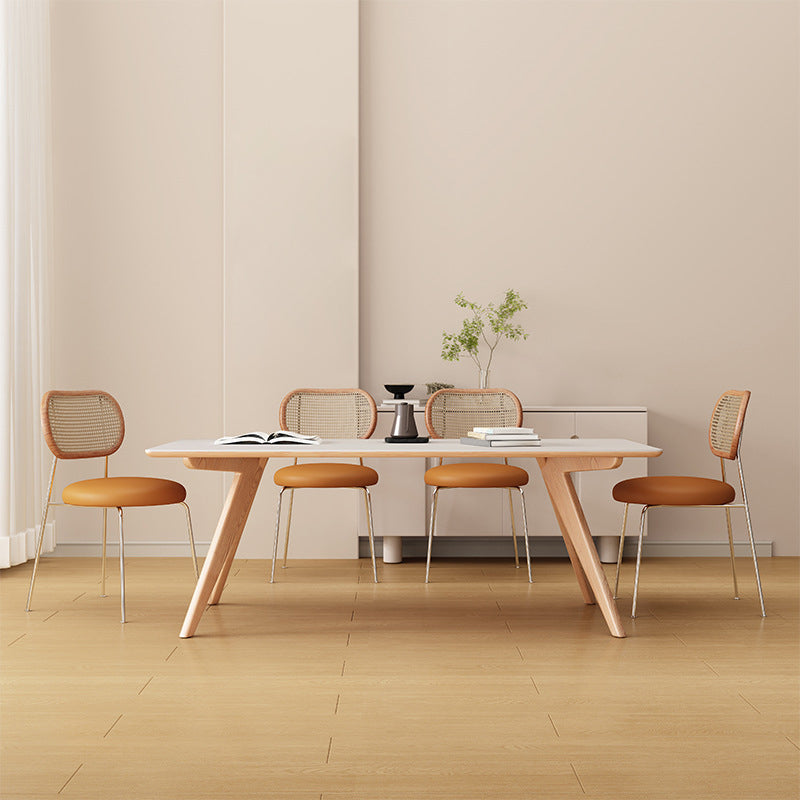 Modern 1/2/5 Pieces Furniture Stone Rectangle Dining Chairs Set in White