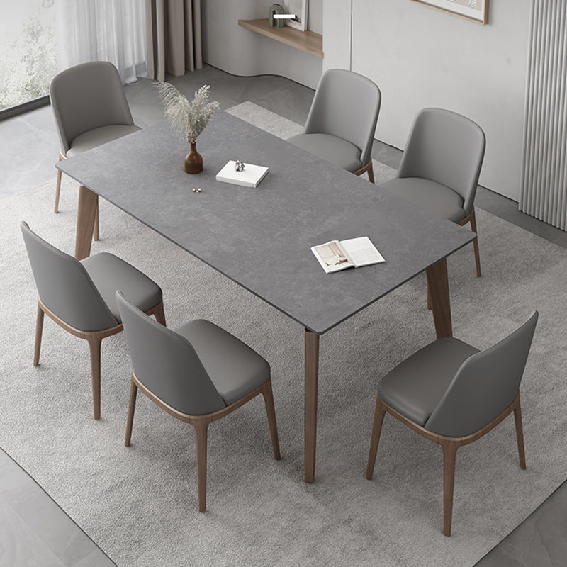 Modern 1/2/5/7 Pieces Furniture Stone Rectangle Dining Chairs Set in Gray