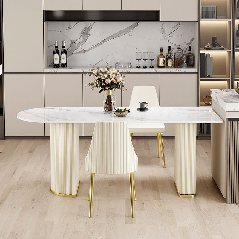 Glam Style Rectangle Table Set 1/2/3/5 Pieces Dining Set with Metal Legs