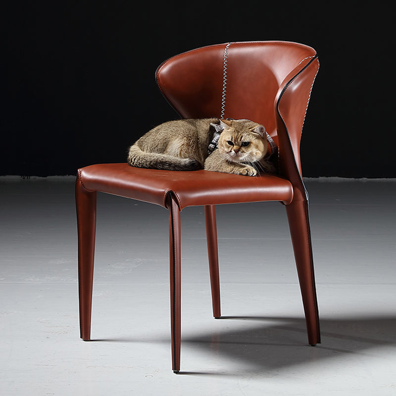 Indoor Wingback Parsons Chair Upholstered Faux Leather Side Chair