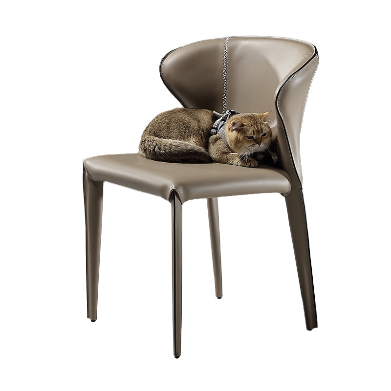 Indoor Wingback Parsons Chair Upholstered Faux Leather Side Chair