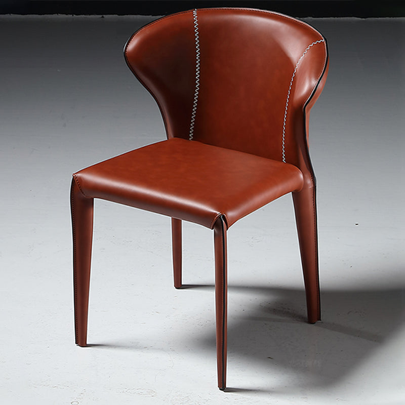 Indoor Wingback Parsons Chair Upholstered Faux Leather Side Chair