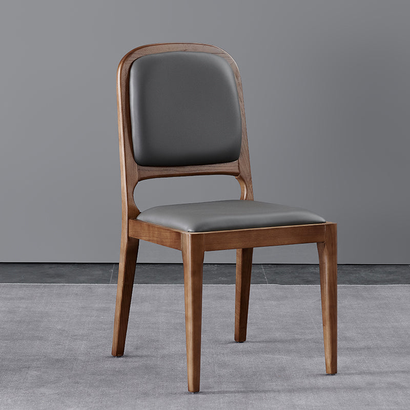 Contemporary Dining Chair Solid Wood Legs Side Chair in Walnut