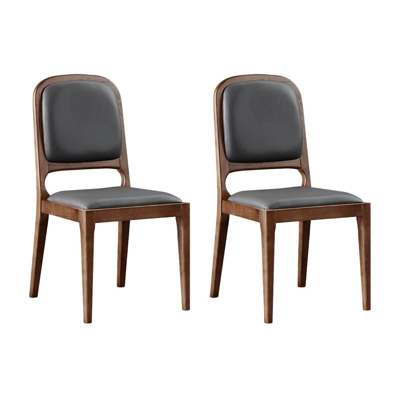 Contemporary Dining Chair Solid Wood Legs Side Chair in Walnut