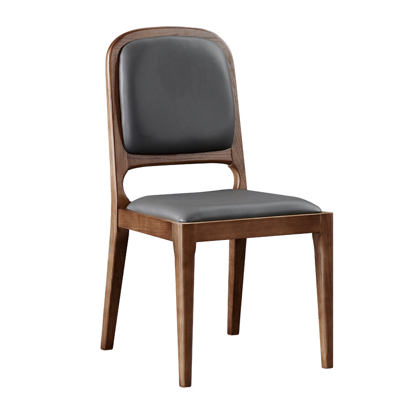 Contemporary Dining Chair Solid Wood Legs Side Chair in Walnut