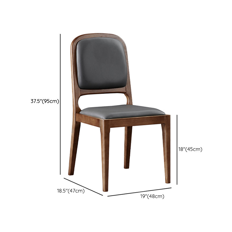 Contemporary Dining Chair Solid Wood Legs Side Chair in Walnut