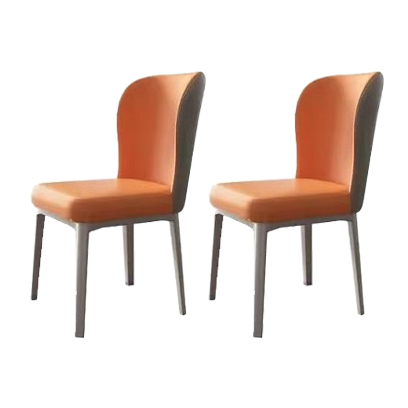 Faux Leather Side Chair Contemporary Armless Kitchen Dining Side Chair