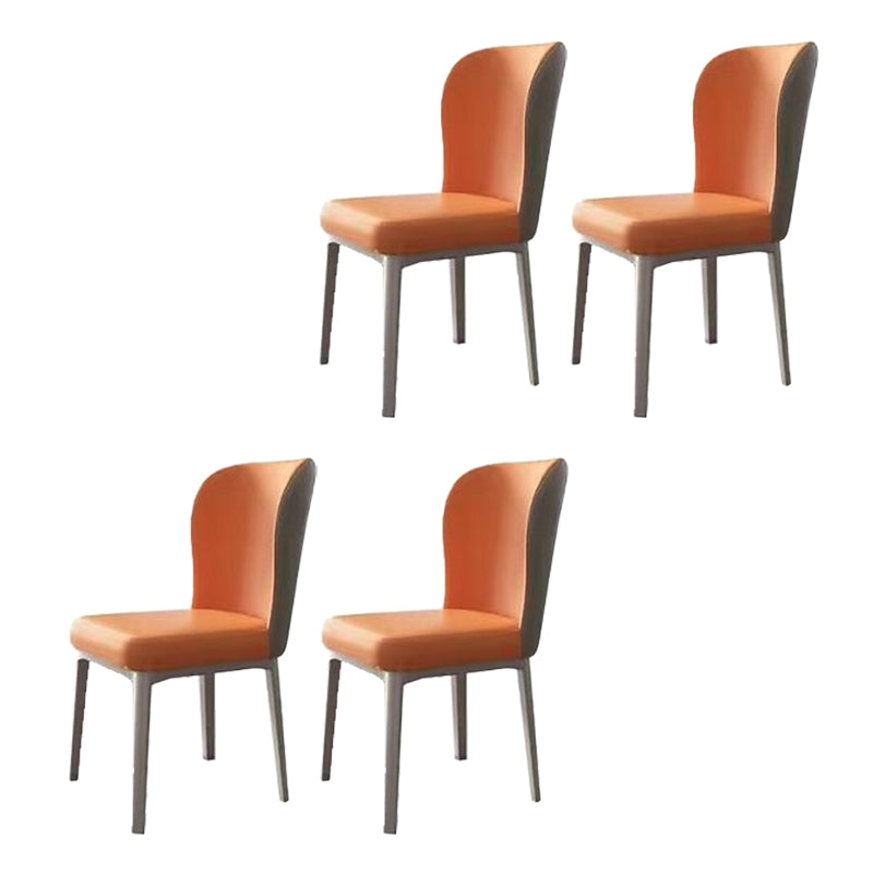 Faux Leather Side Chair Contemporary Armless Kitchen Dining Side Chair