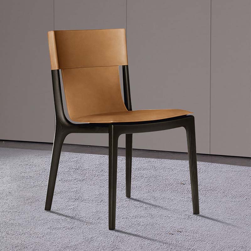 Faux Leather Kitchen Dining Side Chair Armless Dining Chair with Wood Legs