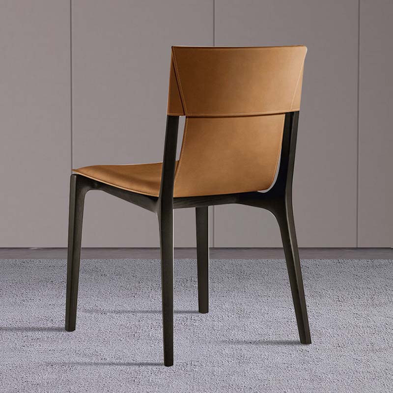 Faux Leather Kitchen Dining Side Chair Armless Dining Chair with Wood Legs