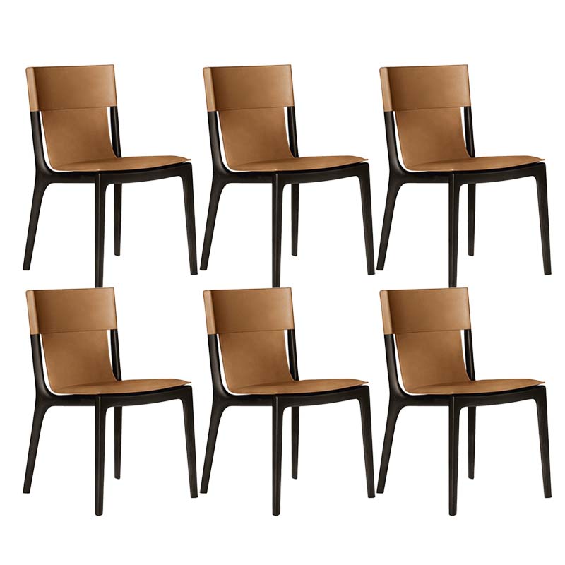 Faux Leather Kitchen Dining Side Chair Armless Dining Chair with Wood Legs