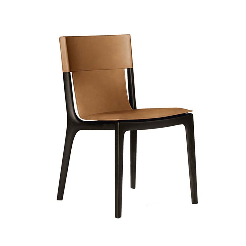 Faux Leather Kitchen Dining Side Chair Armless Dining Chair with Wood Legs