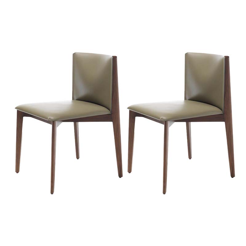 Armless Kitchen Dining Side Chair Faux Leather Chair with Wood Legs