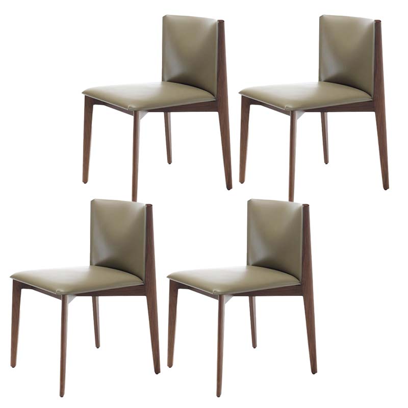 Armless Kitchen Dining Side Chair Faux Leather Chair with Wood Legs