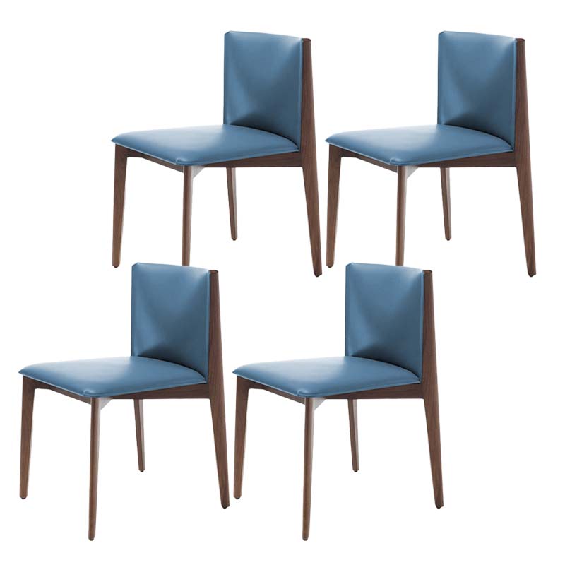 Armless Kitchen Dining Side Chair Faux Leather Chair with Wood Legs