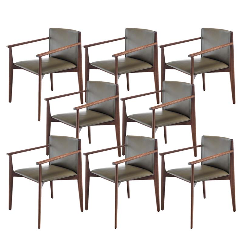 Armless Kitchen Dining Side Chair Faux Leather Chair with Wood Legs