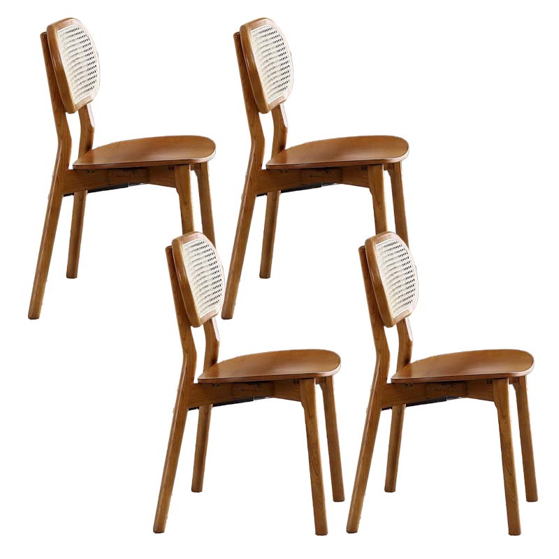 Armless Kitchen Dining Side Chair Wood Open Back Dining Side Chair