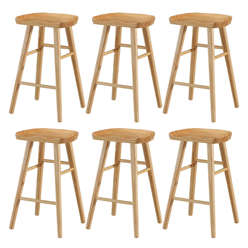 Contemporary Backless Bar Stools Solid Wood Dining Stool with Footrest