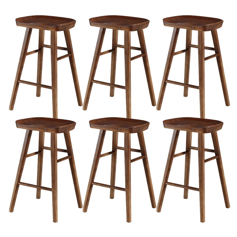 Contemporary Backless Bar Stools Solid Wood Dining Stool with Footrest