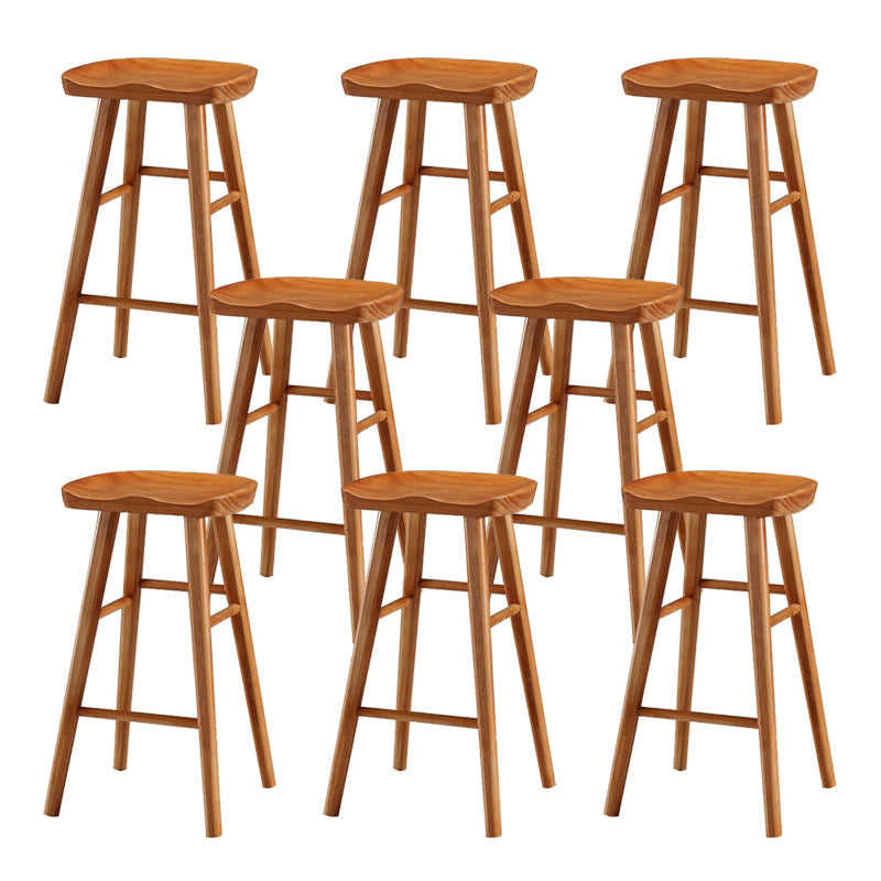 Contemporary Backless Bar Stools Solid Wood Dining Stool with Footrest