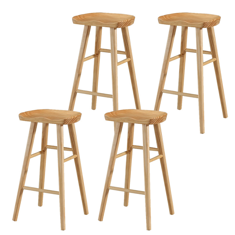Contemporary Backless Bar Stools Solid Wood Dining Stool with Footrest