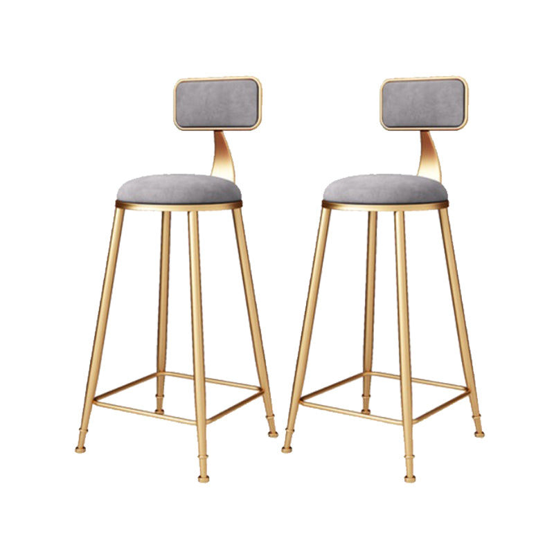 Glam Armless Backrest Counter Stool Iron Bar Stool with Cushion and Pedal for Balcony