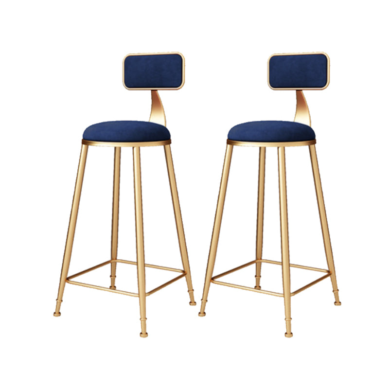 Glam Armless Backrest Counter Stool Iron Bar Stool with Cushion and Pedal for Balcony