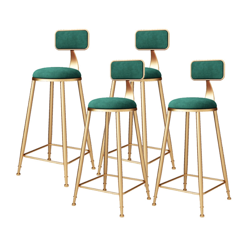 Glam Armless Backrest Counter Stool Iron Bar Stool with Cushion and Pedal for Balcony