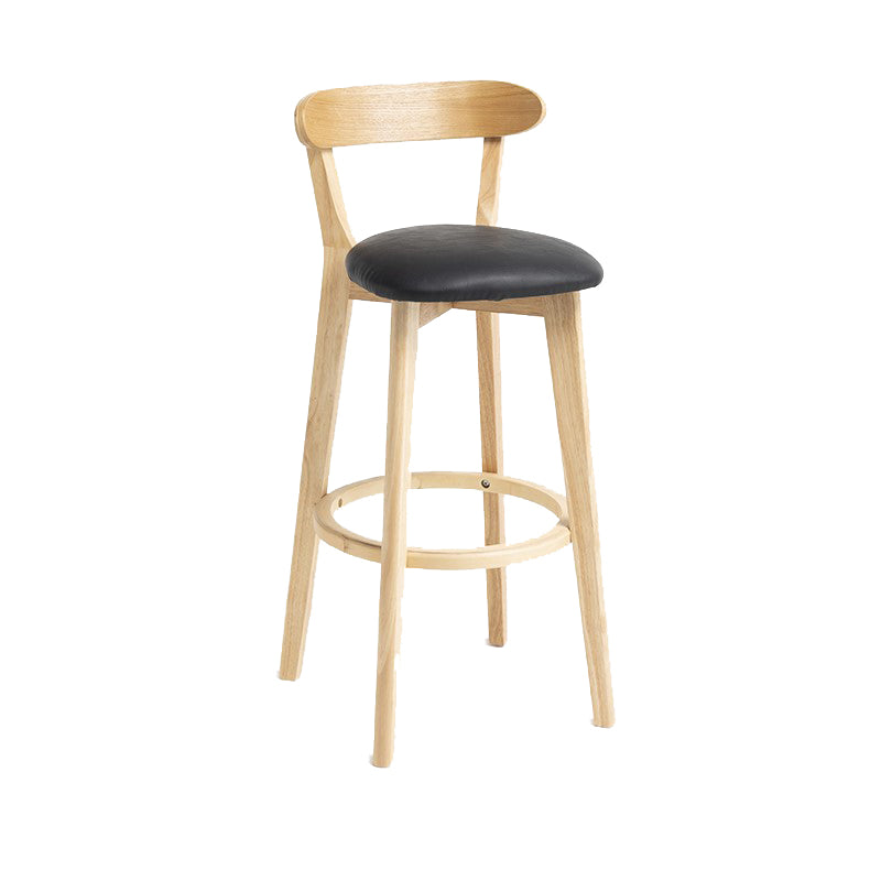 Industrial Armless Backrest Counter Stool Wood Bar Stool with Pedal for Cafe