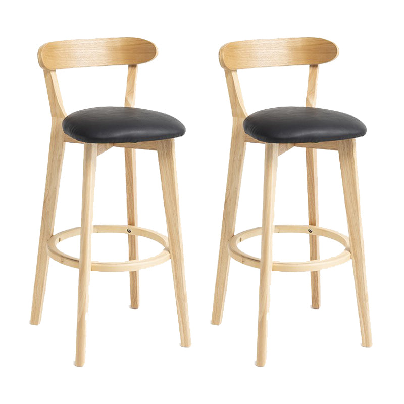 Industrial Armless Backrest Counter Stool Wood Bar Stool with Pedal for Cafe