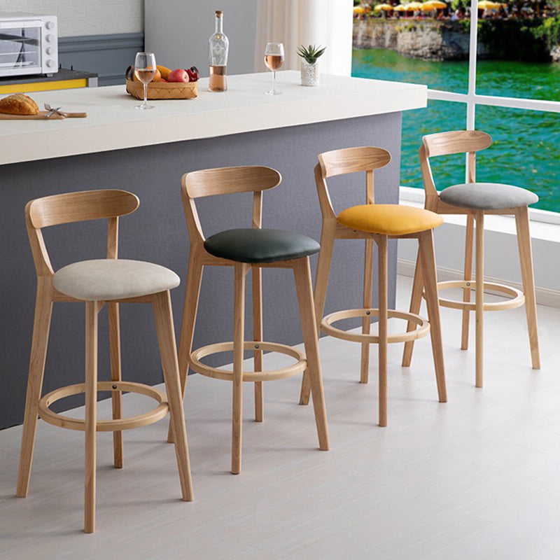 Industrial Armless Backrest Counter Stool Wood Bar Stool with Pedal for Cafe