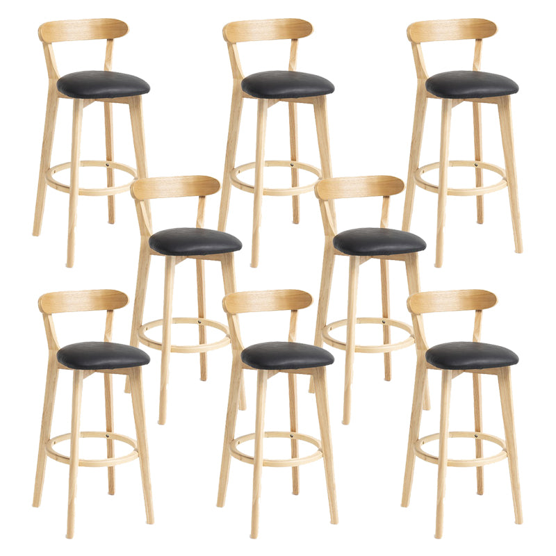 Industrial Armless Backrest Counter Stool Wood Bar Stool with Pedal for Cafe