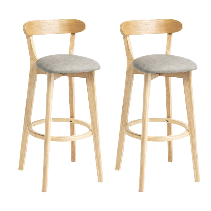 Industrial Armless Backrest Counter Stool Wood Bar Stool with Pedal for Cafe