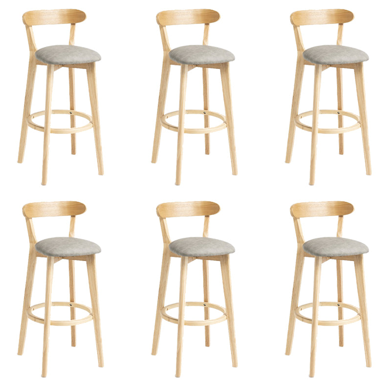 Industrial Armless Backrest Counter Stool Wood Bar Stool with Pedal for Cafe